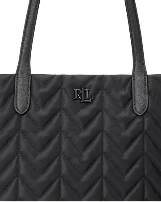 Ralph Lauren Black Quilted Extra-Large Stevie Zip Tote Bag