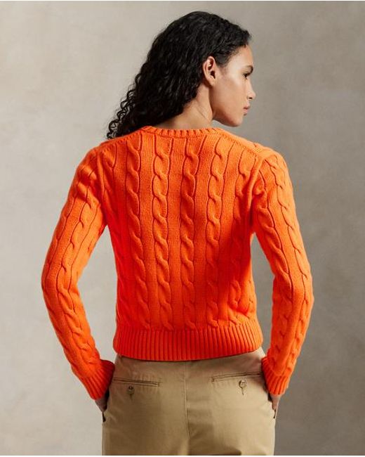 Polo Ralph Lauren Red Flag Cable-Knit Cotton Cropped Jumper