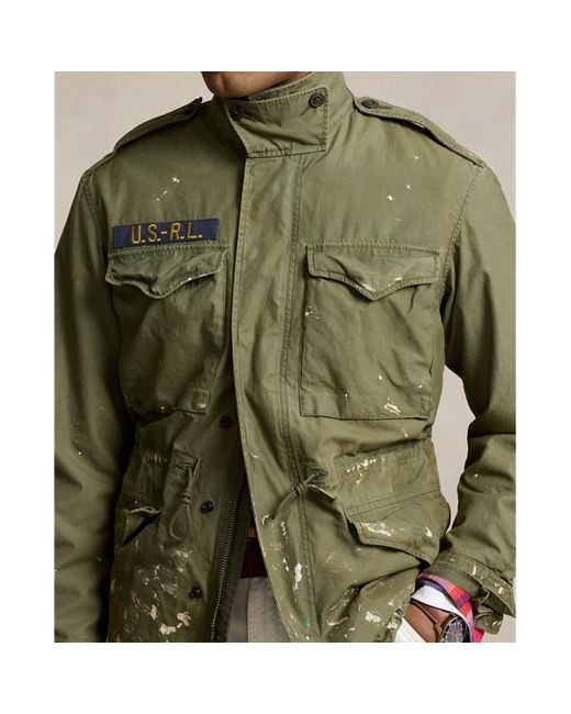 Giacca militare in twill con schizzi di Ralph Lauren in Green da Uomo