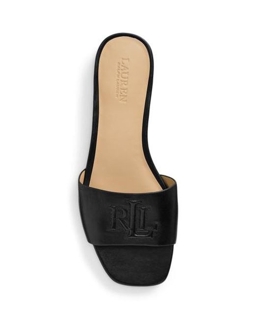 Ralph Lauren Black Everley Calfskin Slide Sandal