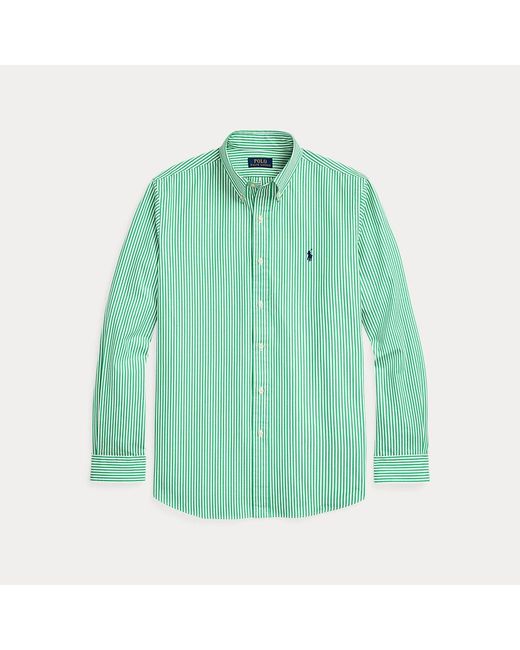 Polo Ralph Lauren Green Custom Fit Striped Stretch Poplin Shirt for men