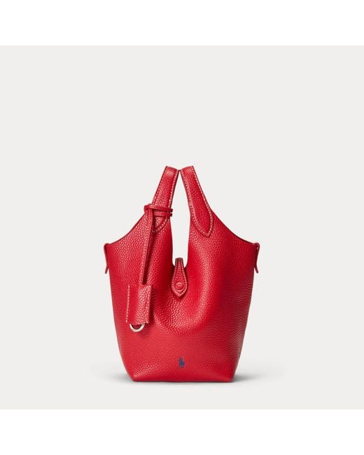 Polo Ralph Lauren Red Polo Play Small Leather Tote & Crossbody