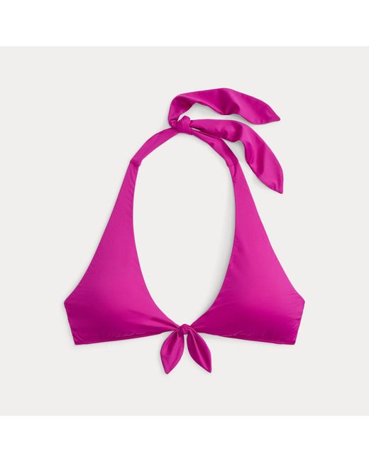 Ralph Lauren Purple Tie-Front Halter Bikini Top