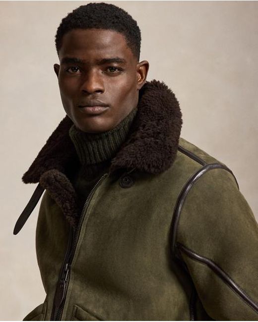 Polo Ralph Lauren Brown Shearling Flight Jacket for men