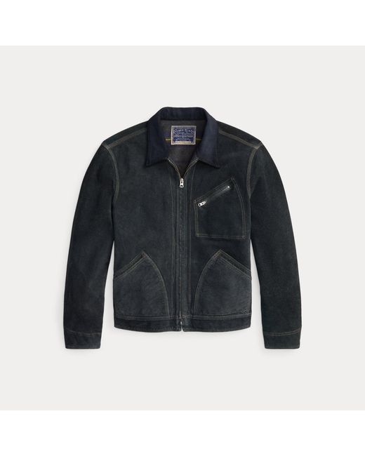 Ralph Lauren Blue Roughout Suede Jacket for men