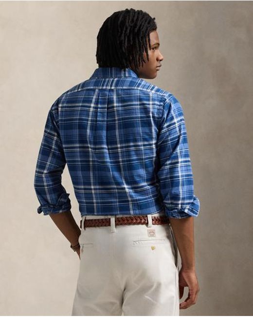 Polo Ralph Lauren Classic Fit Plaid Oxford Shirt in Blue for Men | Lyst UK