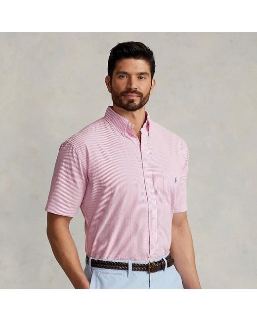 Polo Ralph Lauren Striped Seersucker Shirt in Pink for Men