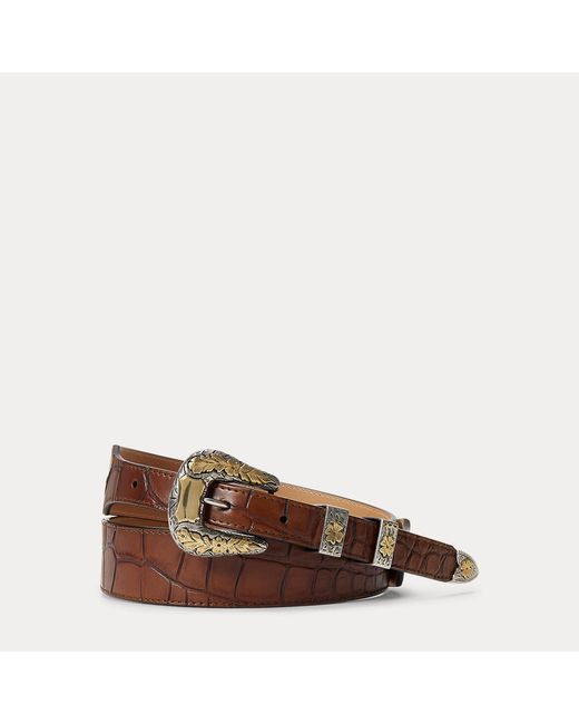 Ralph Lauren Brown Caiman Western Belt for men