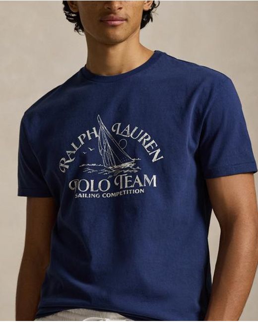 Polo Ralph Lauren Blue Classic Fit Jersey Graphic T-Shirt for men
