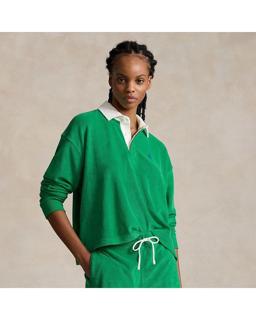 Polo Ralph Lauren Green Cropped Terry Rugby Shirt