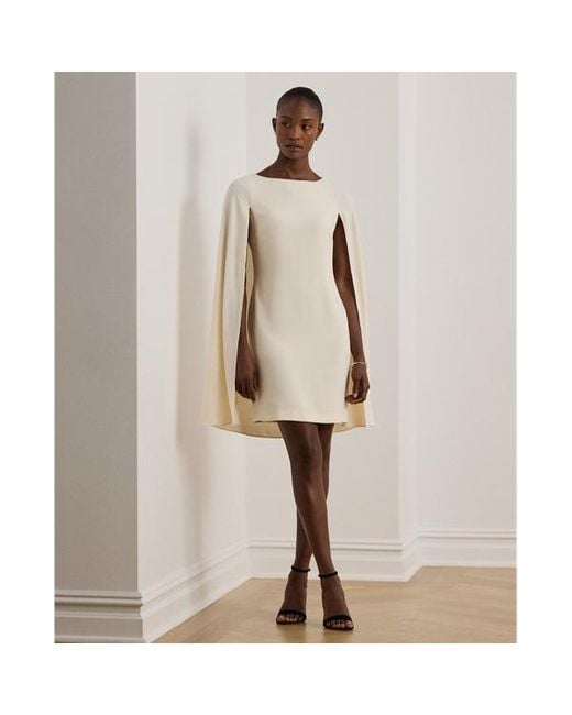Ralph Lauren Cape Georgette Cocktail Dress in Natural Lyst UK