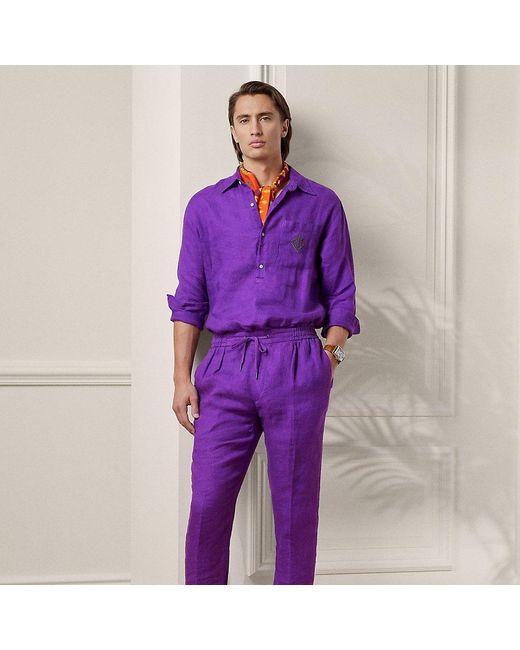 Pantalón con dobby de lino con textura Ralph Lauren Purple Label de hombre  de color Morado | Lyst