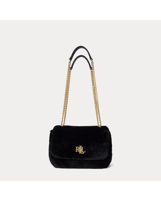 Borsa Sophee media in shearling di Ralph Lauren in Black