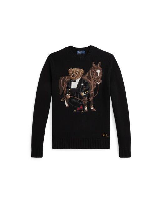 Ralph Lauren Black Polo Bear Wool Sweater for men