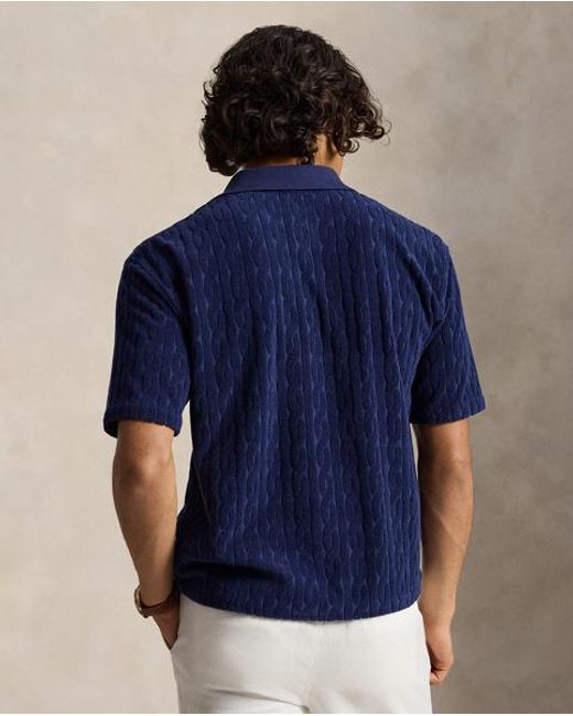 Polo Ralph Lauren Blue Relaxed Fit Cabled Terry Shirt for men