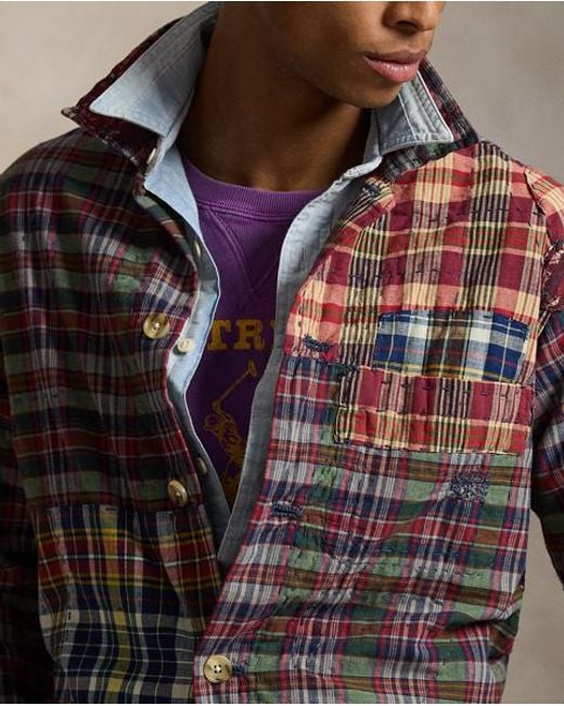 Polo Ralph Lauren Brown Patchwork Madras Overshirt for men
