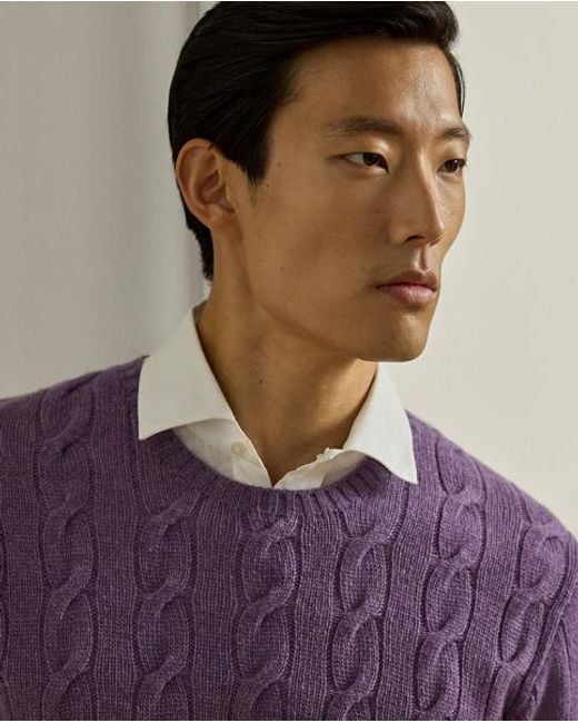 Jersey De Cachemira En Punto De Ochos Ralph Lauren de hombre de color Purple