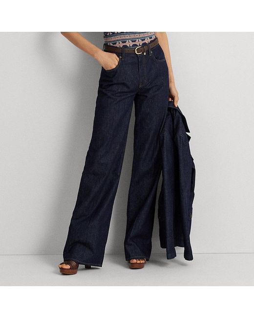 Lauren by Ralph Lauren Jeans Met Halfhoge Taille En Wijde Pijp in het Blue