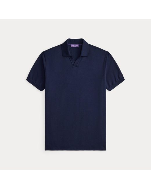 Ralph Lauren Blue Cotton-Cashmere Piqué Polo Shirt for men
