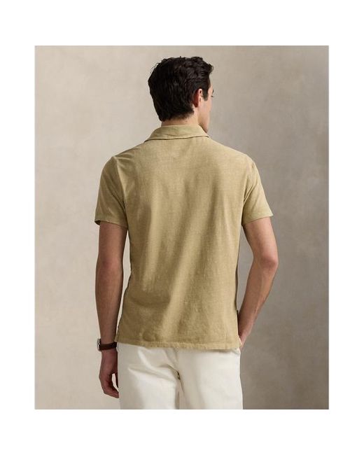 Polo in cotone e lino Standard-Fit di Polo Ralph Lauren in Green da Uomo