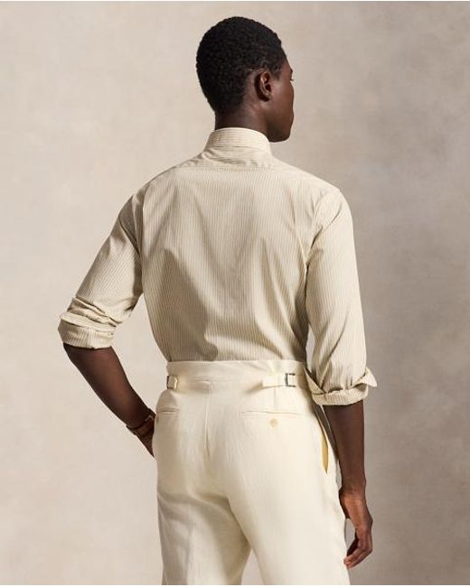 Polo Ralph Lauren Natural Regent Custom Fit Striped Poplin Shirt for men