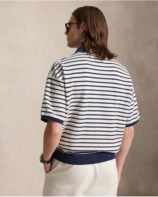 Polo Ralph Lauren Blue Relaxed Fit Striped Textured Polo Shirt for men