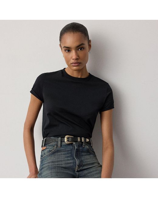 Ralph Lauren Black Hallie Cotton Jersey Tee