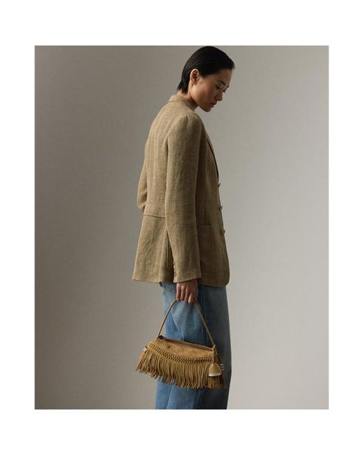 Borsa a spalla Ralph Lauren piccola in vitello di Ralph Lauren in Natural