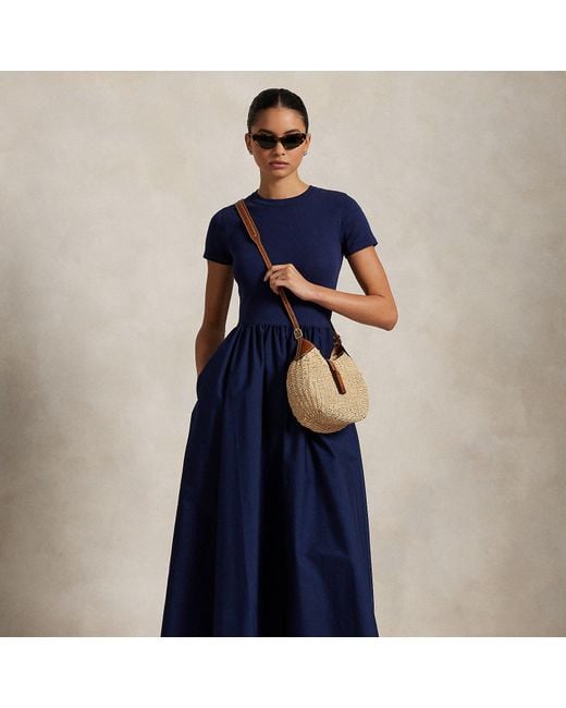 Ralph Lauren Cotton Short-Sleeve Dress in Blue | Lyst