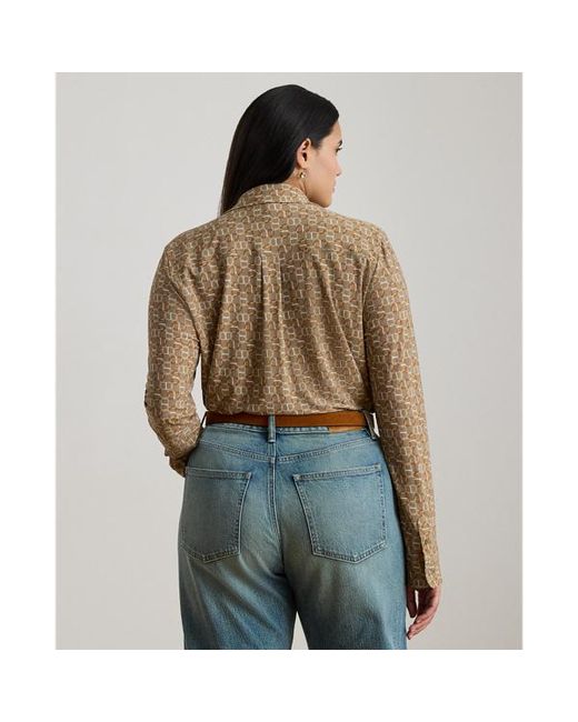 Ralph Lauren Brown Ralph Lauren Slim Fit Geo-Print Jersey Shirt