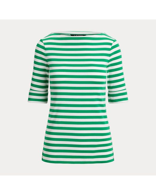 Maglietta a righe con scollo a barchetta di Ralph Lauren in Green