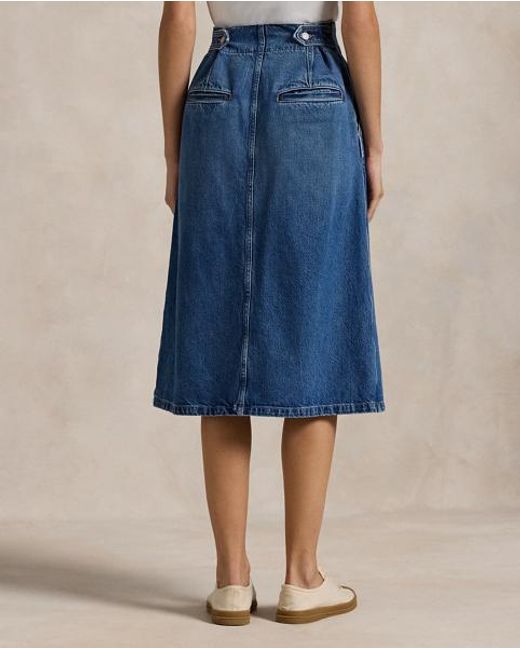 Polo Ralph Lauren Blue Denim-Midirock