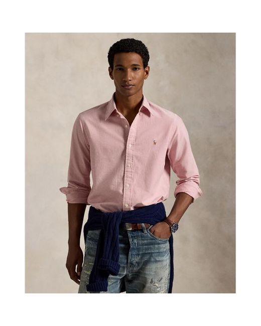 Camicia Oxford Custom-Fit di Polo Ralph Lauren in Pink da Uomo