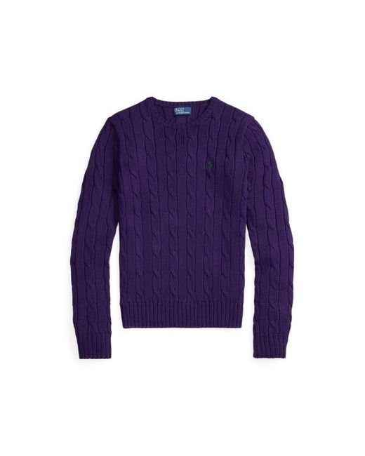 Maglia a girocollo in cotone a trecce di Polo Ralph Lauren in Purple