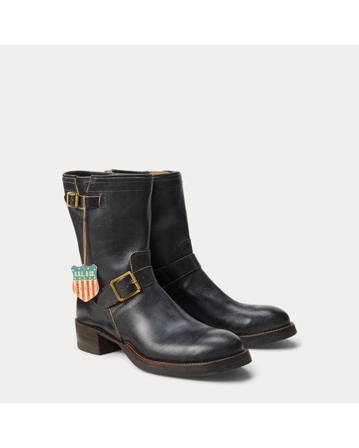 RRL Black Leather Boot for men