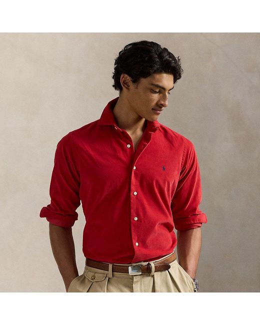 Ralph Lauren Red Classic Fit Corduroy Shirt for men