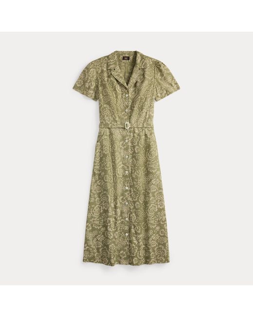 RRL Metallic Floral-Print Cotton-Linen Dress