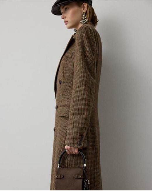 Ralph Lauren Brown Affton Windowpane Pied De Poule Coat