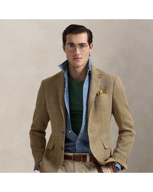 Polo Ralph Lauren Tailored-Fit Polo-Sakko Mit Fischgrat in Natural für Herren