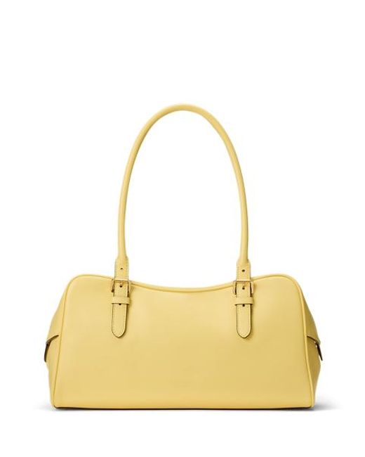 Ralph Lauren Yellow Leather Large Marcy Zip Satchel