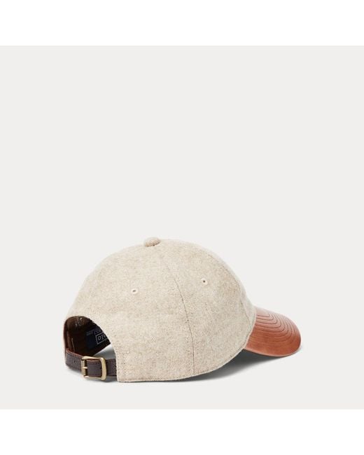 Cappellino in twill di lana e camoscio di Polo Ralph Lauren in Natural da Uomo