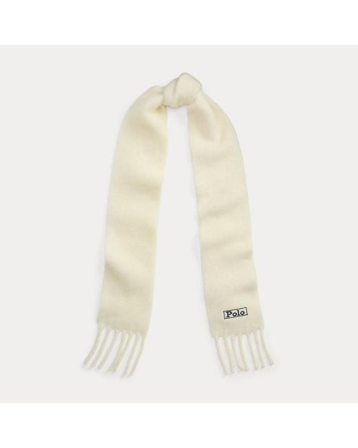 Polo Ralph Lauren Natural Brushed Wool-Blend Fringe Scarf