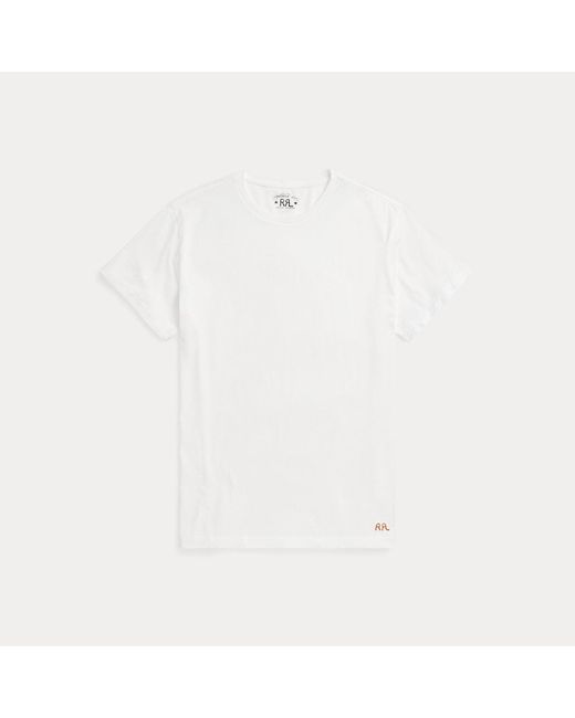 RRL White Jersey Crewneck T-Shirt for men