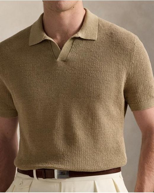 Polo Ralph Lauren Mesh-Gebreide Trui Met Johnny-Kraag in het Green voor heren