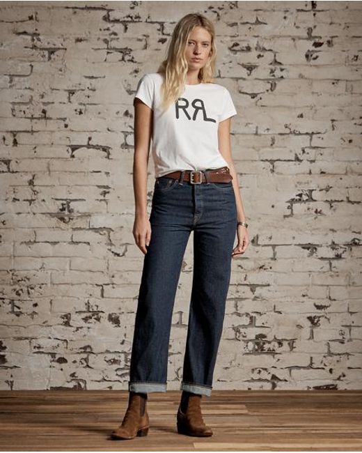 RRL White Logo Cotton Jersey Tee