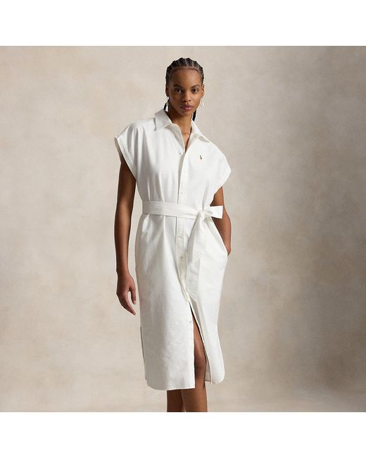 Polo Ralph Lauren Natural Belted Cotton Oxford Shirtdress