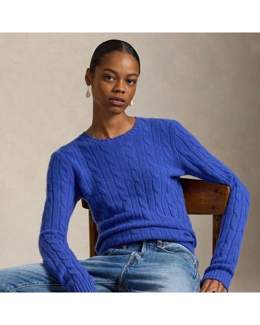 Polo Ralph Lauren Cable-Knit Cashmere Sweater in Blue | Lyst