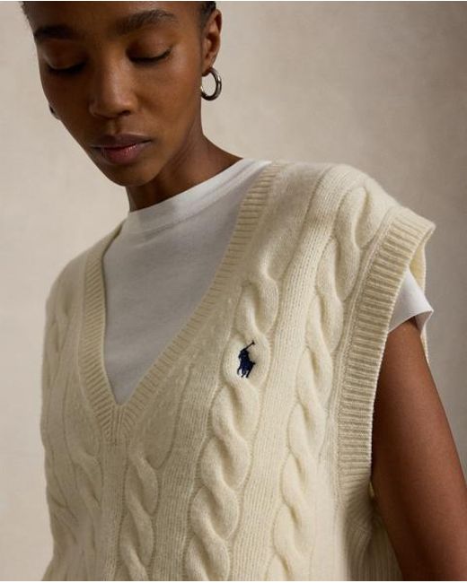 Polo Ralph Lauren Natural Cable-Knit Sleeveless Jumper