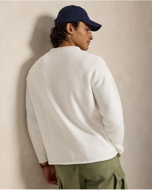 Polo Ralph Lauren White Polo Bear Cotton Roll Neck Jumper for men