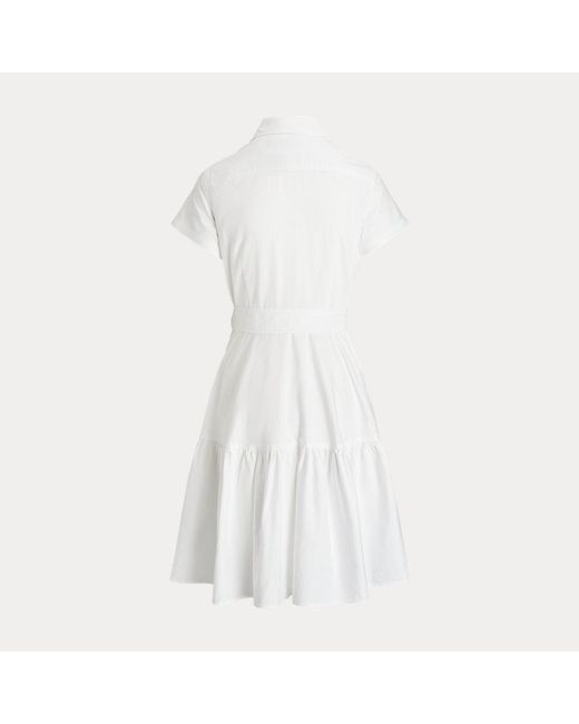 Polo Ralph Lauren White Hemdkleid aus Baumwolloxford mit Gürtel